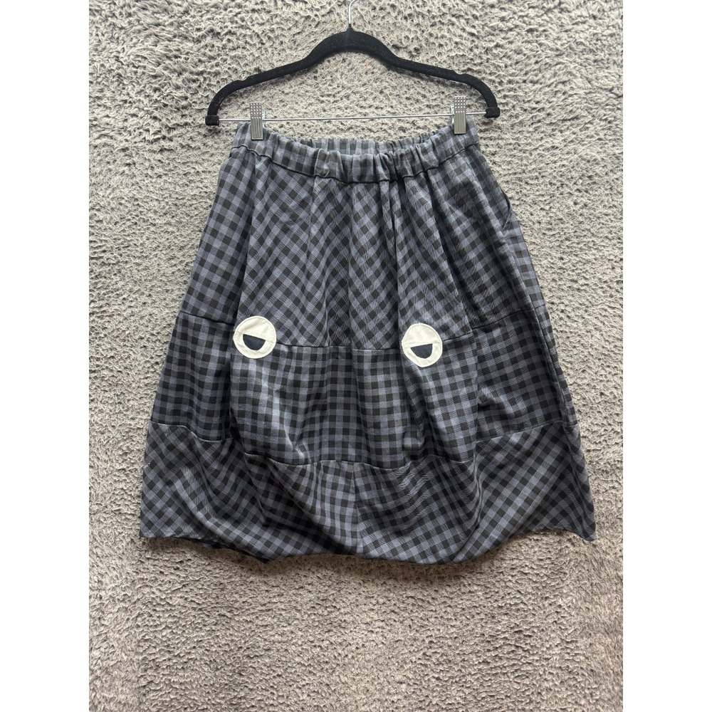 Dailo Cotton-Blend Pleated Check Elastic Waist A-Line Mini Skort Womens Size 27